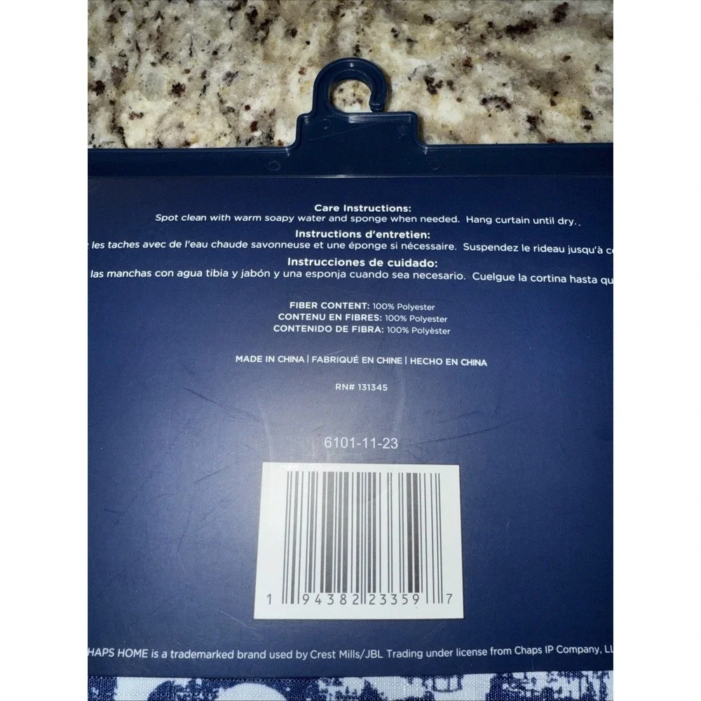NEW Chaps Home Shower Curtain‎ w/Roller Ball Hooks 72